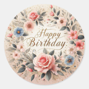 Thème floral vibre autocollant Anniversaire