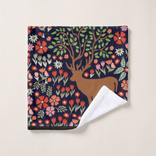 Thème Forêt Bordure Reindeer Beaux Fleurs sauvages