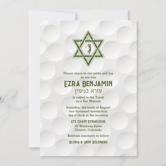Thème Golf Bar Mitzvah Invitation (Devant)