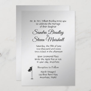 Thème Mariage de golf Invitations Argent