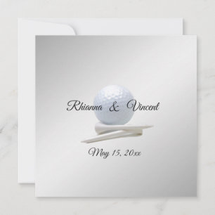 Thème Mariage de golf Invitations Argent