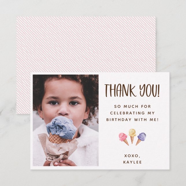 Thème Merci Carte photo de crème glacée (Devant / Derrière)