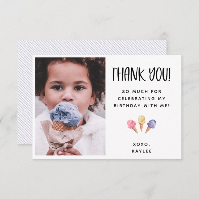 Thème Merci Carte photo de crème glacée (Devant / Derrière)