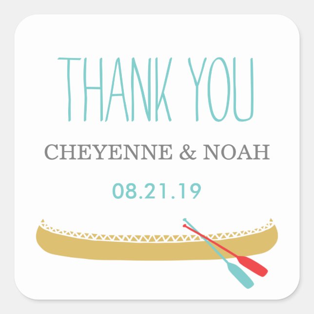 Thème natif | Stickers Favour Mariage Canoë (Devant)