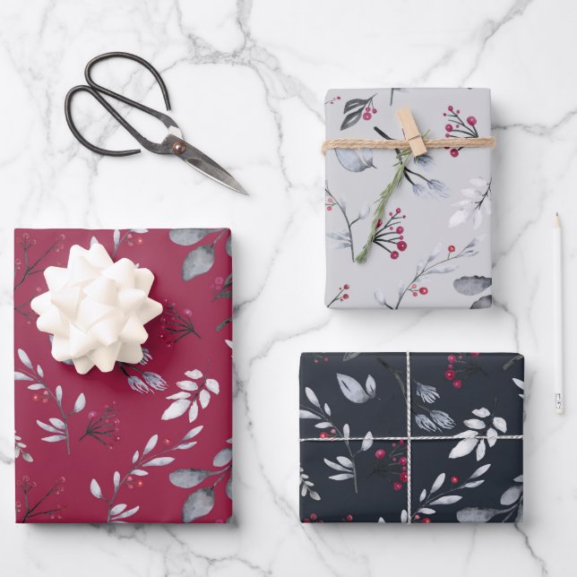 Thème nature Botanique Berries & Noël Feuille (Recto)