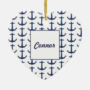 Thème nautique personnalisé coeur ornement