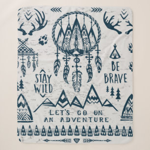 Theme of travel and adventure sherpa blanket