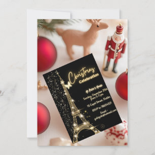 Thème Or Tour Eiffel - Invitation de Noël