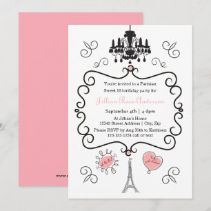 Thème Parisien - Invitation de fête d'anniversaire