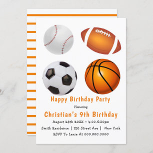 Thème Sport 9e anniversaire Invitations
