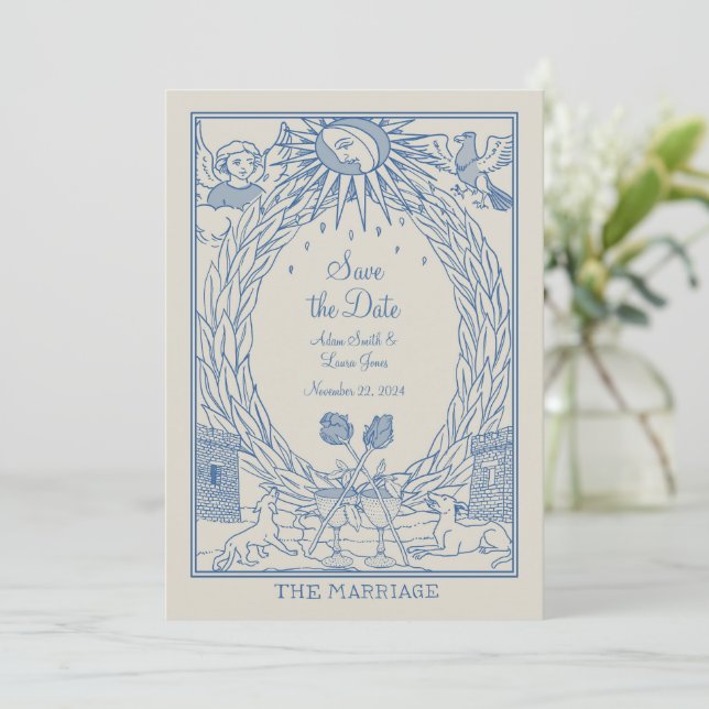 Thème Tarot faire-part de mariage - Date de sauveg (Debout devant)