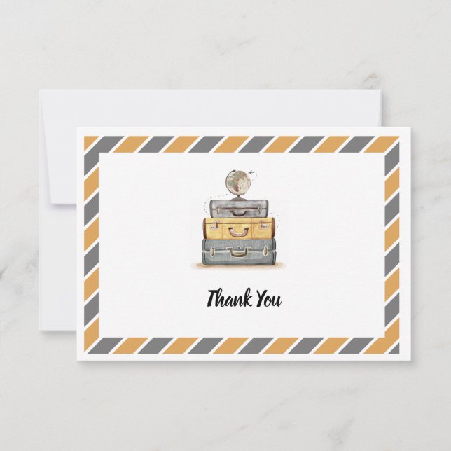 Theme Thank you Yellow Grey Gender Neutral Card (Front)