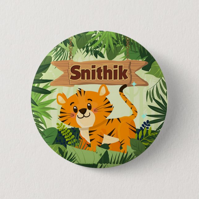 Thème Tigre personnalisé Bouton Badge (Devant)