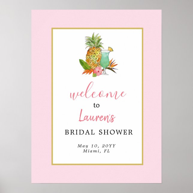 Thème tropical Douche nuptiale Bienvenue Poster (Devant)