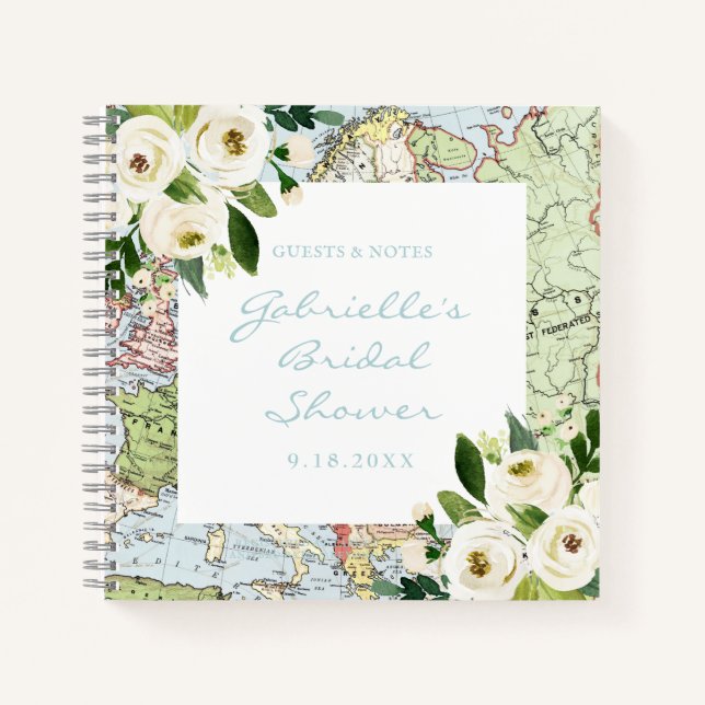 Thème Voyage Floral Carte Douche Livre d'invité (Devant)