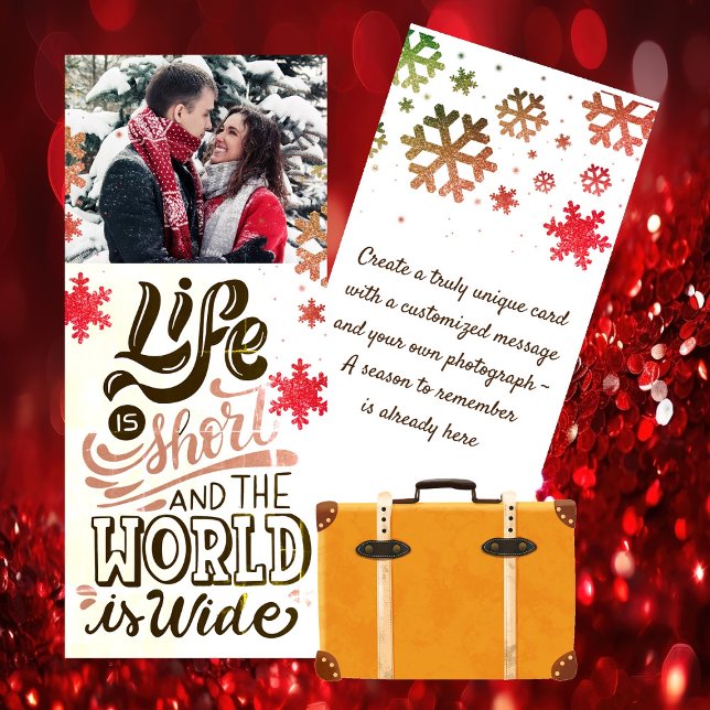 Thème Voyage Noël Carte photo (Share Your Love of Adventure - Tell the Tales with Unique Travel Themed Christmas Photo Card)