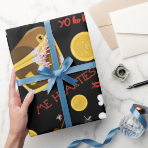 Themed Pirate party pattern wrapping paper