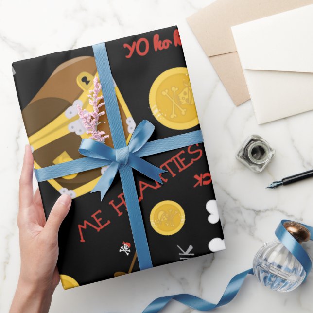 Themed Pirate party pattern wrapping paper (Gifting)