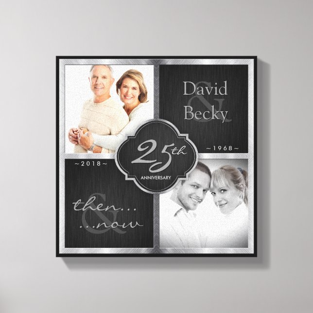 Then and Now 25th Wedding Anniversary 2018 Canvas Print (Front)