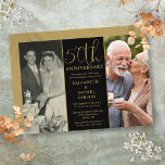 Then And Now 2 Photo 50th Wedding Anniversary Invitation<br><div class="desc">An elegant 50th wedding anniversary invitation,  featuring 2 special photos and stylish typography on a gold background. Designed by Thisisnotme©</div>