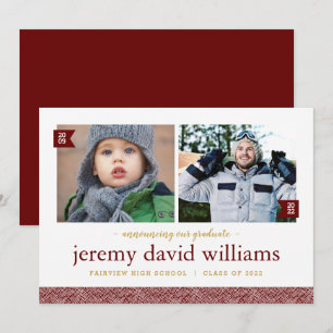 Then and Now 2 Photo Graduation Announcement