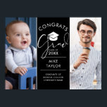 Then And Now 2 Photo Graduation Party Sign<br><div class="desc">A stylish graduation party sign featuring two special photos and stylish typography on a black background. Designed by Thisisnotme©</div>