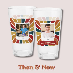 Then and Now 40th Birthday Photo Beer Glass