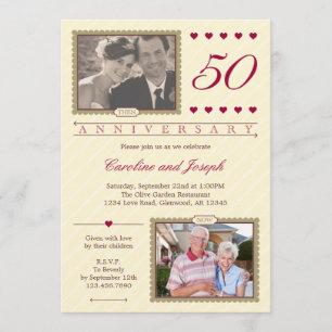 Then and Now 50th Wedding Anniversary Invitation