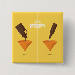Then And Now: Beer Pong 2 Inch Square Button