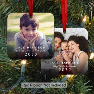 Then And Now Christmas Photo Metal Ornament
