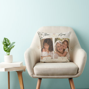 Then and Now Grandma Granddaughter Photo Keepsake  Throw Pillow