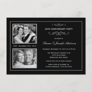 Then & Now 25th Silver Anniversary with 2 Photos Invitation