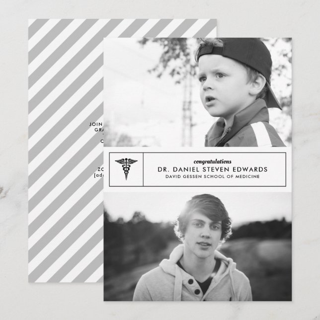Then & Now 2 Photo Graduation Invitation (Front/Back)