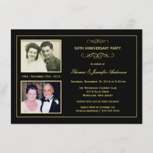 Then & Now 50th Golden Anniversary with 2 Photos Invitation