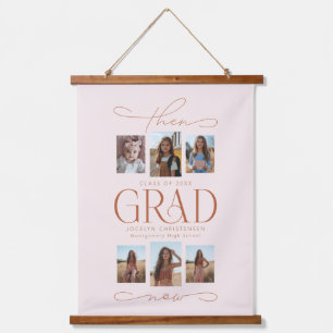 Then & Now Grad Photo Collage Graduation Keepsake Hanging Tapestry