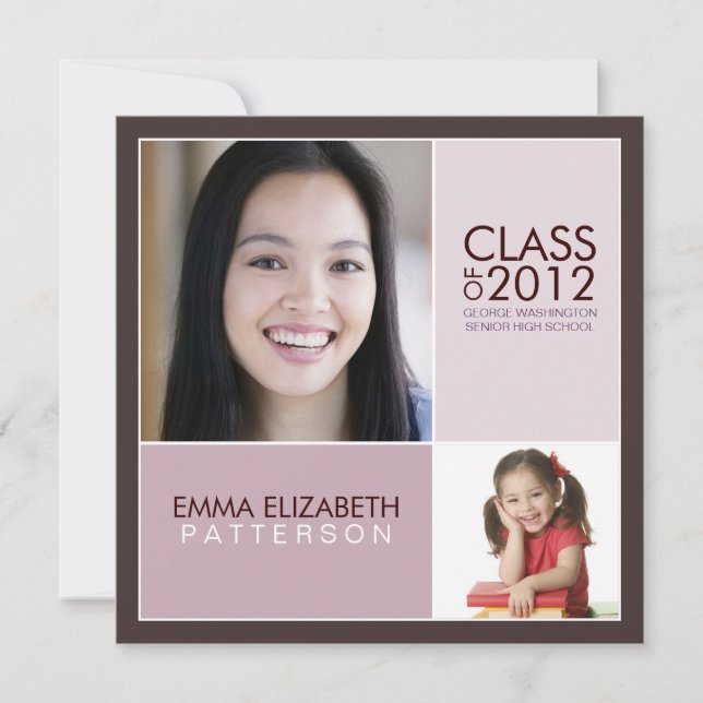 Then Now Modern Block Graduation Party Invitation (Front)