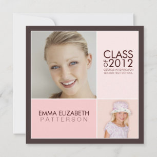 Then Now Modern Block Graduation Party Invitation