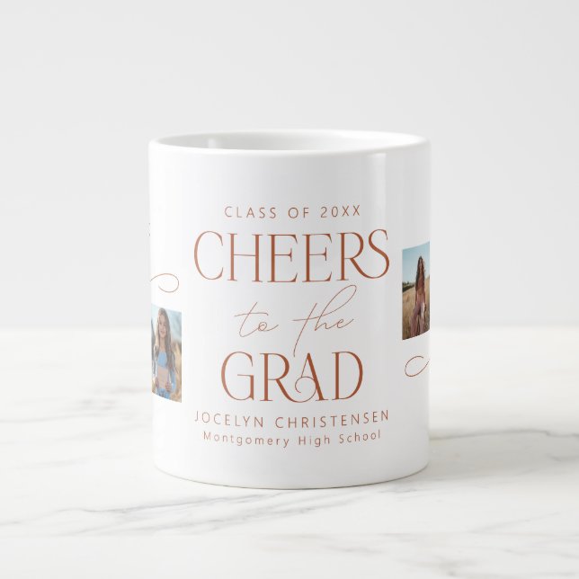 Then & Now Photo Collage Graduation Gift Large Coffee Mug (Front)