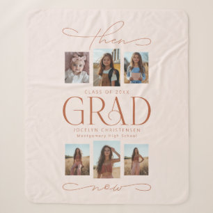 Then & Now Photo Collage Graduation Keepsake Gift Sherpa Blanket