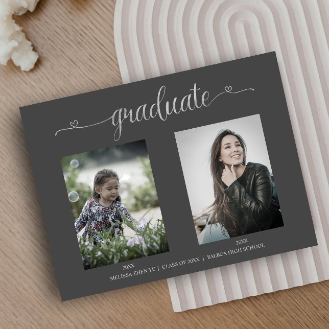 Then & Now Two Photos Graduate Announcement Postcard (Creator Uploaded)