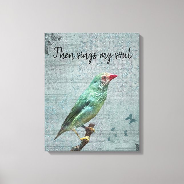 Then Sings My Soul Green Finch Canvas Print (Front)