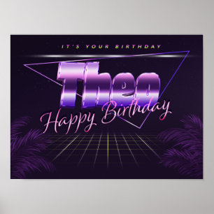 Theo Nom Vorname lila retro Poster Geburtstag