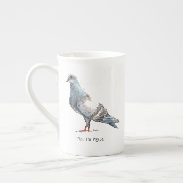 'Theo The Pigeon' Bone China Tea Cup (Left)