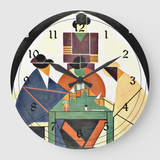 Theo van Doesburg - The Cardplayers, 1916, Cubism Large Clock (Front)