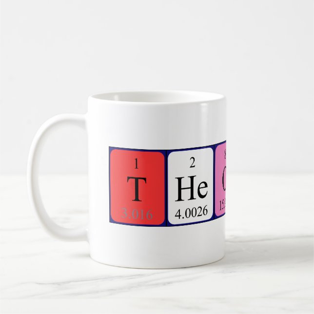 Théodora nom de table périodique mug (Gauche)