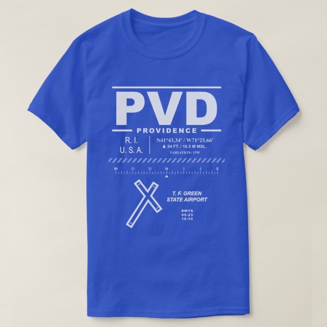 Theodore Francis Green State Airport PVD T-Shirt (Design Front)