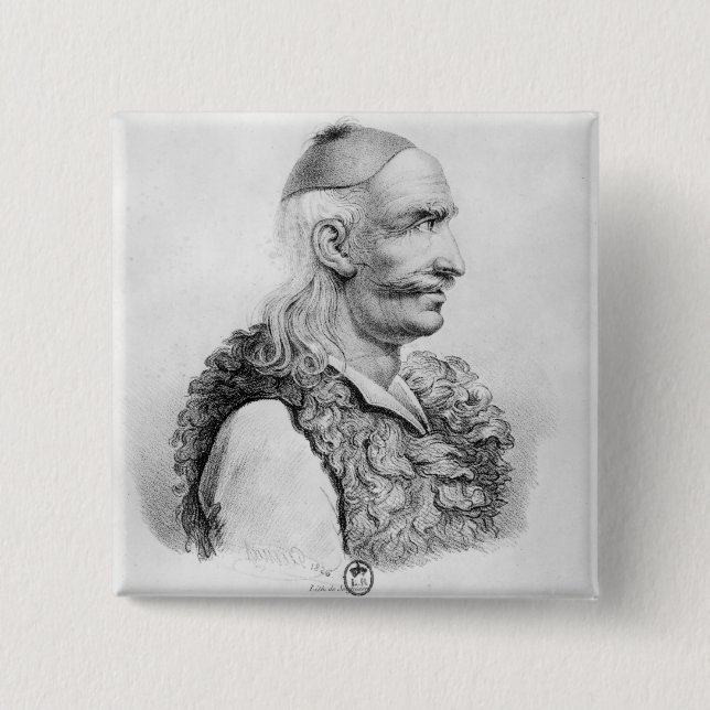 Theodore Kolokotronis  engraved by Alois 2 Inch Square Button (Front)