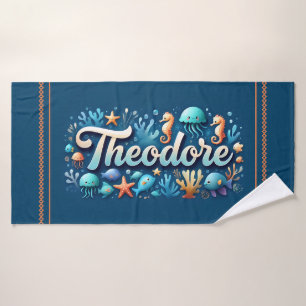Theodore Personalized Ocean Jellyfish Underwater Bath Towel