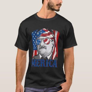 Theodore Roosevelt 4th Of July Men Usa Flag Meric T-Shirt