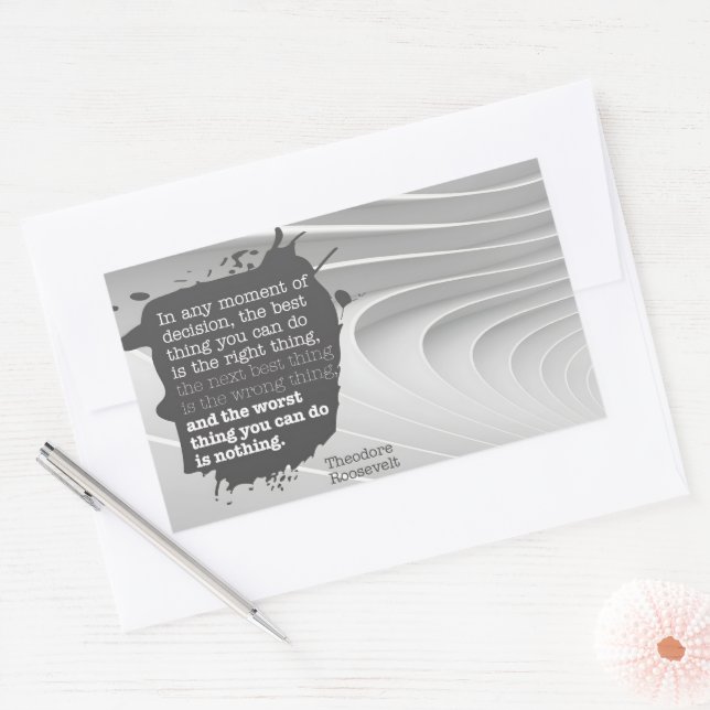 Theodore Roosevelt Inspirational Quote "Decision" Sticker (Envelope)